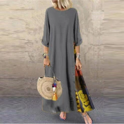 Women's Casual Dress Cotton Linen Dress Swing Dress Maxi Long Dress Print Bohemia Casual Daily Crew Neck Long Sleeve Summer Spring Fall Black Yellow Floral -Slay Clothing Shop 5b28a3f9 22e3 4f99 aac3 1cdb9c84cfd5