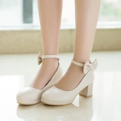 Girls' Heels Daily Dress Shoes Heel Cosplay Lolita PU Breathability Non-slipping Height-increasing Big Kids(7years +) Little Kids(4-7ys) Wedding Party Gift Walking Shoes Dancing Bowknot White Pink -Slay Clothing Shop 5b52af8e 716b 4e18 9e52 8cc33aaa8307