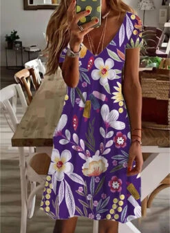 Women's Casual Dress T Shirt Dress Tee Dress Midi Dress White Short Sleeve Floral Print Fall Spring Summer V Neck Basic Daily Vacation 2023 S M L XL XXL 3XL -Slay Clothing Shop 5b57c9bd 846a 49c8 9c0e 48d5f516bfe9