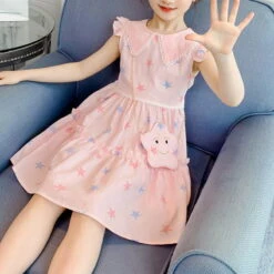 Kids Girls' Dress Star Short Sleeve Casual Casual Sweet Cotton Above Knee Casual Dress A Line Dress Summer Spring 3-12 Years Pink Blue -Slay Clothing Shop 5d03f814 a03d 4461 bbc1 6205adb72370