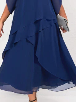 Women's Plus Size Curve Work Dress Chiffon Dress Swing Dress Solid Color Long Dress Maxi Dress Half Sleeve Lace Layered Crew Neck Fashion Outdoor Blue Spring Summer -Slay Clothing Shop 5ddcd0cf 4097 4a93 a700 ea2b837bd3d3