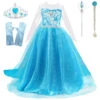 Kids Girls' Elsa Frozen Costume Dress Sequin Floral Performance Party Blue Maxi Long Sleeve Princess Sweet Dresses Fall Winter Regular Fit 3-10 Years