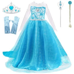 Kids Girls' Elsa Frozen Costume Dress Sequin Floral Performance Party Blue Maxi Long Sleeve Princess Sweet Dresses Fall Winter Regular Fit 3-10 Years