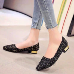 Women's Flats Bling Bling Shoes Dress Shoes Plus Size Outdoor Office Daily Plaid Block Heel Low Heel Pointed Toe Elegant Classic Casual Walking Glitter Synthetics Loafer Black White Blue -Slay Clothing Shop 5e820b75 a75b 4a75 8025 2a2c3f0dc366