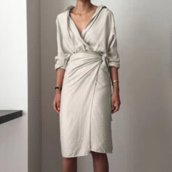 Women's Shirt Dress Wrap Dress Midi Dress Brown Dark Blue Beige Long Sleeve Pure Color Lace Summer Spring Deep V Elegant Winter Dress Fall Dress Loose Fit 2023 S M L XL -Slay Clothing Shop 5f359cf8 78ac 4052 9368 40b54e136002