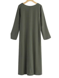 Women's Casual Dress Cotton Linen Dress Midi Dress Cotton Blend Basic Casual Outdoor Daily Vacation Crew Neck Pocket Long Sleeve Summer Spring Fall 2023 Loose Fit Black Wine Navy Blue Plain S M L XL -Slay Clothing Shop 5f48ca96 11ab 4920 93e8 14509d3b0442