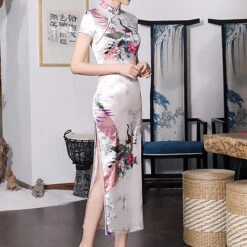 Women's Cheongsam Floral Mandarin Collar Chinoiserie Dress Long Dress Maxi Dress Light Pink Black Blue Short Sleeve Spring Summer Weekend S M L XL XXL 3XL 4XL 5XL 6XL -Slay Clothing Shop 5f98aae9 0d60 48ea a277 892b38298cdf