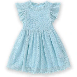 Kids Girls' Dress Party Dress Solid Color Short Sleeve Wedding Special Occasion Birthday Lace Ruffle Elegant Fashion Princess Cotton Lace Knee-length Lace Dress Party Dress A Line Dress Summer Spring -Slay Clothing Shop 5f9a4f72 ec13 42ef 9fa0 25608b2cc8a7