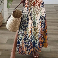 Women's Casual Dress Shift Dress Floral Split Print V Neck Maxi Long Dress Casual Daily Short Sleeve Summer Spring -Slay Clothing Shop 60d98bc5 e84e 45c8 a2da d8902102ffe4