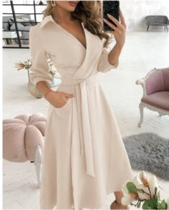 Women's Work Dress Formal Dress Wrap Dress Midi Dress Letter Printing Butterfly Print Big Wave Point Long Sleeve Graphic Lace Up Summer Spring Shirt Collar Fashion Winter Dress Office Fall Dress 2023 -Slay Clothing Shop 61c5867d 69c6 4e62 ace5 ffc770fd11a9