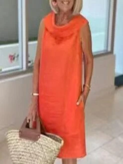 Women's Cotton Linen Blend Midi Shift Dress Sleeveless Pocket Loose Fit Summer Spring 2024 Spring -Slay Clothing Shop 61fab6ea bcdb 4062 8a56 74cfdb78cdbd