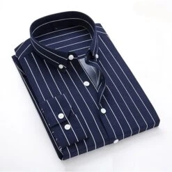 Men's Dress Shirt Button Down Shirt Collared Shirt Black White Red Long Sleeve Striped Classic Collar Wedding Daily Clothing Apparel