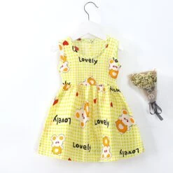 Toddler Girls' Dress Floral Fruit Sleeveless Outdoor Active Daily Cotton Above Knee Casual Dress A Line Dress Summer Spring 3-7 Years Yellow Bear Pink Bunny Pink Bear -Slay Clothing Shop 644439af f5f7 4eae 9b75 c6f84b31fea0