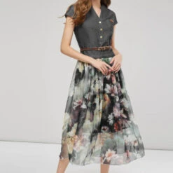 Women's Denim Dress Swing Dress Modern Dress Maxi Long Dress Denim Stylish Elegant Formal Outdoor Daily V Neck Patchwork Embroidered Short Sleeve Summer Spring Fall 2023 Regular Fit Black Blue Floral -Slay Clothing Shop 6496b703 f580 4647 af3b 5ba5abc93c15