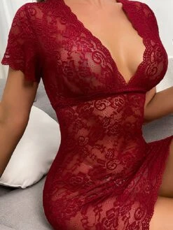 Women's Chemises & Negligees Dress Pure Color Fashion Hot Sweet Christmas Going Out Club Polyester Gift V Wire Short Sleeve Dress Summer Spring Black Wine -Slay Clothing Shop 666b0363 d6dc 4712 a5d4 850c4f4742f0