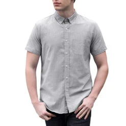 Men's Shirt Dress Shirt Button Up Shirt White Pink Blue Short Sleeve Plain Turndown Spring & Fall Office & Career Going Out Clothing Apparel Basic