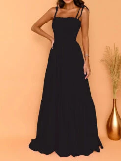 Women's Long Dress Maxi Dress Swing Dress Slip Dress Pure Color Casual Outdoor Daily Going Out Ruched Backless Sleeveless Strap Dress Slim Black Yellow Pink Spring Summer S M L XL -Slay Clothing Shop 68689ef3 84f9 4e05 8a50 53f42368180d