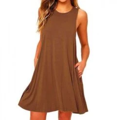Women's Casual Dress Tank Dress Mini Dress Light Coffee Black Dark Red Sleeveless Plain Summer Spring Crew Neck Basic 2023 S M L XL 2XL -Slay Clothing Shop 687cd24c 2dec 4975 a85d 3f679b2e5b96