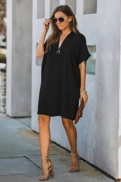Women's Casual Dress Midi Dress Black White Yellow Short Sleeve Pure Color Summer Spring V Neck Hot 2023 S M L XL XXL -Slay Clothing Shop 6b3502d6 f445 4e6c a82e 9fad2033d5f9