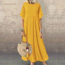 Women's Casual Dress Swing Dress Polka Dot Dress Long Dress Maxi Dress Green Blue Yellow Short Sleeve Polka Dot Print Spring Summer Crew Neck Basic Daily Weekend Loose Fit 2023 L XL XXL 3XL 4XL 5XL -Slay Clothing Shop 6b87460c 3eb8 43aa 84e0 98feb8133719