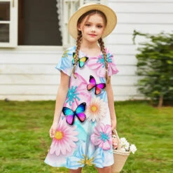 Kids Little Girls' Dress Floral Butterfly Animal A Line Dress Daily Holiday Vacation Print White Above Knee Short Sleeve Casual Cute Sweet Dresses Spring Summer Regular Fit 3-12 Years -Slay Clothing Shop 6bf7ee50 7a7b 4205 ab02 ee1e8160a1e5