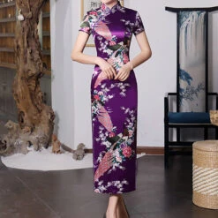 Women's Cheongsam Floral Mandarin Collar Chinoiserie Dress Long Dress Maxi Dress Light Pink Black Blue Short Sleeve Spring Summer Weekend S M L XL XXL 3XL 4XL 5XL 6XL -Slay Clothing Shop 6d595f4f ff63 4aed 9865 07107d332216