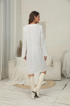 Women‘s Casual Dress Shirt Dress Shift Dress Midi Dress Yellow Navy Blue White Long Sleeve Pure Color Button Winter Fall Spring Shirt Collar Basic Winter Dress Daily Vacation 2023 S M L XL XXL 3XL -Slay Clothing Shop 6dee2730 ae00 4428 9e33 c546468c0906