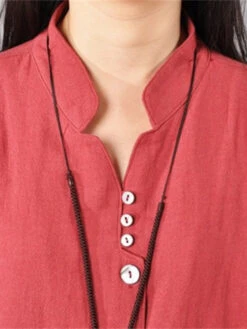 Women's Cotton Linen Dress Casual Dress Mini Dress Cotton Blend Basic Casual Outdoor Daily Vacation V Neck Button Pocket Long Sleeve Spring Fall Autumn 2023 Loose Fit Yellow Red Navy Blue Pure Color -Slay Clothing Shop 6f13266b f0f8 40ee a5ae be473e9d6961