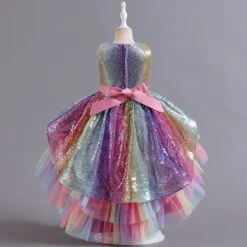 Kids Girls' Dress Sequin Colour Sleeveless Wedding Party Birthday Patchwork Bow Princess Sweet Polyester Asymmetrical Tulle Dress Flower Girl's Dress Summer Spring 4-12 Years Multicolor Pink Purple -Slay Clothing Shop 701455fb 28ff 4fa8 911d 30fc2f59f7db