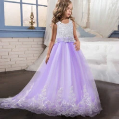 Kids Little Girls' Dress Lace Floral Princess Party Formal Evening Wedding Pageant Embroidery Bow White Purple Red Tulle Maxi Sleeveless Elegant Vintage Ball Gown Dresses Fit 4-13 Years -Slay Clothing Shop 7061bbe1 5c11 44e7 b301 c824de708045