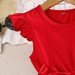 Kids Girls' Dress Solid Color Heart Short Sleeve School Adorable Daily Cotton Knee-length Summer Dress Summer Spring 3-7 Years Red -Slay Clothing Shop 71ddcc8d d435 4a6b bb08 6ad4f4b75762