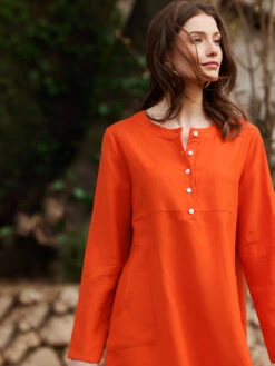 Women's Cotton Linen Shift Dress Knee-Length Crew Neck Pocket Spring Summer Fall -Slay Clothing Shop 72357431 9fd2 44d5 8c90 d10748390270