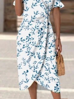 Women's Floral Dress Print Dress Floral Print Button V Neck Midi Dress Fashion Classic Daily Holiday Short Sleeve Loose Fit White Summer Spring S M L XL XXL -Slay Clothing Shop 72508915 b4b0 4fd3 bd5e e4255eada603