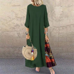 Women's Casual Dress Cotton Linen Dress Swing Dress Maxi Long Dress Print Bohemia Casual Daily Crew Neck Long Sleeve Summer Spring Fall Black Yellow Floral -Slay Clothing Shop 72aa2367 3415 4343 8c6d 75411c78026f