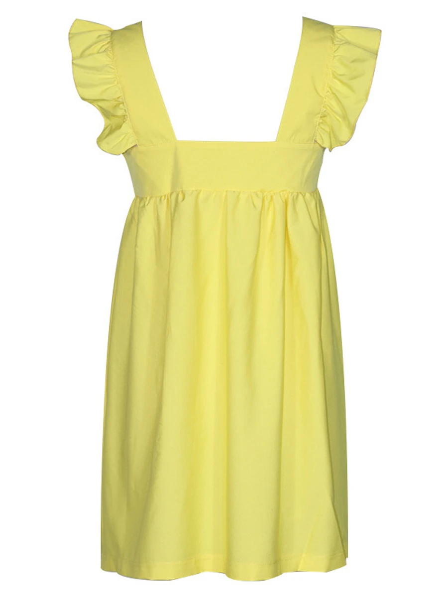 Women's Casual Dress Cotton Linen Dress Shift Dress Mini Dress Cotton Blend Fashion Basic Outdoor Daily Square Neck Ruched Ruffle Sleeveless Summer Spring 2023 Regular Fit White Yellow Red Pure Color 4 Women's Casual Dress Cotton Linen Dress Shift Dress Mini Dress Cotton Blend Fashion Basic Outdoor Daily Square Neck Ruched Ruffle Sleeveless Summer Spring 2023 Regular Fit White Yellow Red Pure Color - Image 4