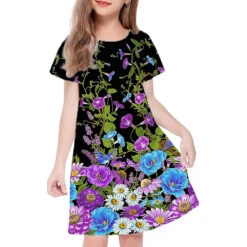 Kids Little Girls' Dress Princess Party Color Graphic Patterned A Line Dress Daily Holiday Vacation Print Pink Gold Short Sleeve Casual Cute Sweet Dresses Spring Summer Regular Fit 3-12 Years -Slay Clothing Shop 7528472a 134f 417e a13c a3b3ce482e14