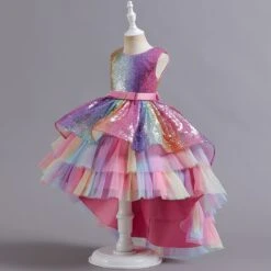 Kids Girls' Dress Sequin Colour Sleeveless Wedding Party Birthday Patchwork Bow Princess Sweet Polyester Asymmetrical Tulle Dress Flower Girl's Dress Summer Spring 4-12 Years Multicolor Pink Purple -Slay Clothing Shop 7618b112 e61f 4667 9788 c2bc939e7fb8