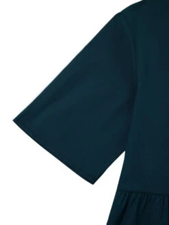 Women's Casual Dress Cotton Dress Swing Dress Midi Dress Cotton Basic Casual Outdoor Daily Crew Neck Pocket Smocked Half Sleeve Summer Spring Fall 2023 Loose Fit Light Blue Black White Pure Color S M -Slay Clothing Shop 769171a3 ccec 4815 b330 1f43b479eb14