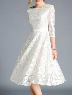 Women's Party Dress Lace Dress Cocktail Dress Midi Dress Apricot Gray 3/4 Length Sleeve Floral Lace Summer Spring Fall Crew Neck Active Evening Party Wedding Guest Vacation Slim 2023 S M L XL XXL 3XL -Slay Clothing Shop 76bcb757 78d6 49f8 8a43 b4207bc936e3