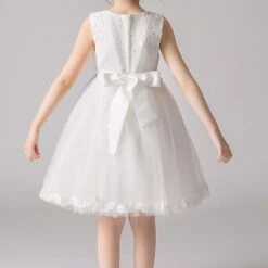 Kids Girls' Dress Solid Colored Sleeveless Performance Party Mesh Bow Princess Sweet Cotton Tulle Knee-length Floral Embroidery Dress A Line Dress Summer 4-13 Years White Pink Blue -Slay Clothing Shop 7788f9b9 7553 4fe8 9353 04102d1f110c