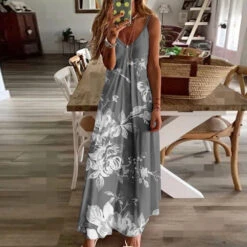 Women's Floral Slip Dress V Neck Long Dress Maxi Dress Light Pink Light Green Fuchsia Sleeveless Print Spring Summer Slim 2023 S M L XL XXL -Slay Clothing Shop 77ff3e51 0927 4742 9099 fb5eecd519b7