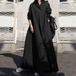 Women's Cotton Linen Dress Casual Dress Swing Dress Maxi Long Dress Cotton And Linen Basic Casual Daily Outdoor Winter Dress Daily Shirt Collar Pocket Long Sleeve Summer Spring Fall 2022 Loose Fit -Slay Clothing Shop 783ae70d b915 4af9 8ef8 14b3f18e39ab