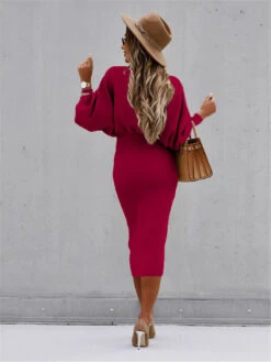 Women's Party Dress Work Dress Sheath Dress Midi Dress Black Red Beige Long Sleeve Pure Color Ruched Spring Fall Winter Crew Neck Fashion Office 2023 S M L XL XXL -Slay Clothing Shop 78793c76 9d9f 417a 9341 5f22209724ae