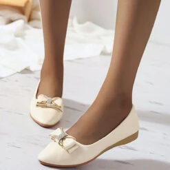 Women's Flats Dress Shoes Ballerina Comfort Shoes Outdoor Daily Solid Color Summer Bowknot Flat Heel Round Toe Elegant Vintage Casual PU Loafer Black White Beige -Slay Clothing Shop 799032c4 de16 49aa 8baf 82a3ca9cf198