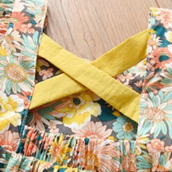 Kids Girls' Dress Floral Dress Floral Short Sleeve Outdoor Casual Puff Sleeve Vacation Fashion Adorable Cotton Midi Casual Dress Floral Dress Summer Dress Summer Spring 2-8 Years Yellow -Slay Clothing Shop 7b081e22 6c81 41ca bcb9 14b72b5df59a