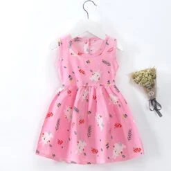 Toddler Girls' Dress Floral Fruit Sleeveless Outdoor Active Daily Cotton Above Knee Casual Dress A Line Dress Summer Spring 3-7 Years Yellow Bear Pink Bunny Pink Bear -Slay Clothing Shop 7b328832 adc1 4578 b6e4 2a8e548d09f9