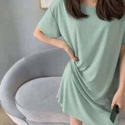 2023 Summer Ice Home A-Line Skirt Cloth Oversized And Comfortable Ice Silk Small T-Shirt Dress Solid Color Cool Long Skirt Nine -Slay Clothing Shop 7babd78a 5711 4ed9 a3b0 496abc4c13f1