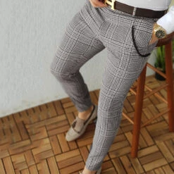 Men's Skinny Trousers Chinos Jogger Pants Plaid Dress Pants Pocket Lattice Breathable Soft Business Casual Daily Fashion Streetwear Yellow Red -Slay Clothing Shop 7c59fcb5 3fa4 4e75 9c1c 451aa98c5c1e