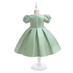 Kids Girls' Party Dress Solid Color Short Sleeve Performance Birthday Zipper Puff Sleeve Adorable Princess Polyester Cotton Blend Knee-length Party Dress Summer Spring Fall 3-10 Years Champagne Pink -Slay Clothing Shop 7cac6496 8322 4e1e 9959 75a96c2ac5ce