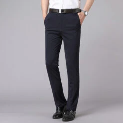 Men's Dress Pants Trousers Pocket Straight Leg Solid Colored Comfort Wedding Office Business Streetwear Casual Black Deep Blue Micro-elastic -Slay Clothing Shop 7de6dc36 4c53 44a3 9c36 98e560a2fbb9